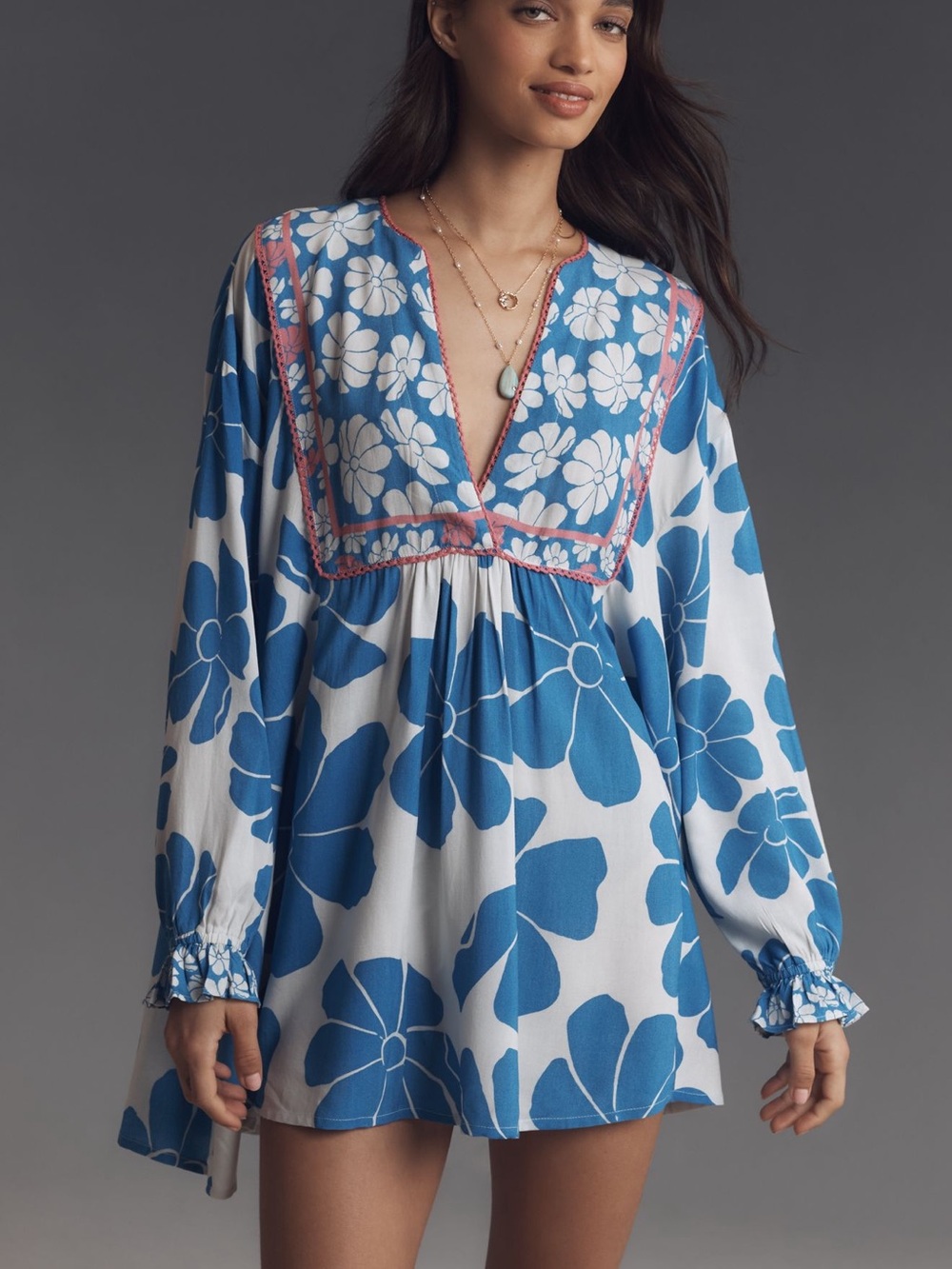 Anthropologie / Conditions Apply Floral Mini Kaftan Dress One Size